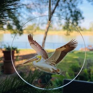 Pelican Glass Ornament holiday Christmas bird lover acrylic
